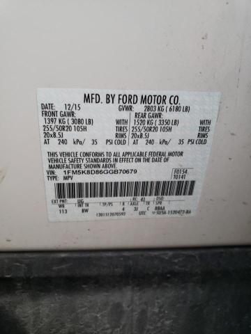 Photo 10 from auction – 2016 FORD EXPLORER X with VIN 1FM5K8D86GGB70679