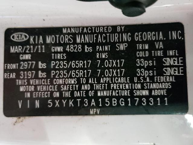 Photo 10 from auction – 2011 KIA SORENTO with VIN 5XYKT3A15BG173311