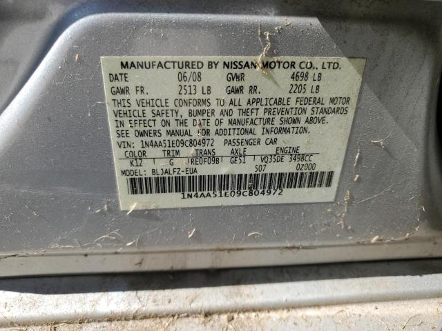 Photo 10 from auction – 2009 NISSAN MAXIMA S with VIN 1N4AA51E09C804972