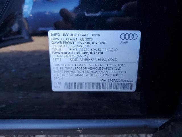 Photo 10 from auction – 2016 AUDI Q3 PREMIUM with VIN WA1EFCFS2GR015209
