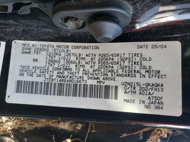 Photo 10 from auction – 2004 TOYOTA 4RUNNER SR with VIN JTEBT14R648016673
