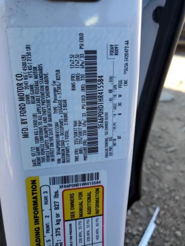 Photo 10 from auction – 2017 FORD FUSION SE with VIN 3FA6P0HD1HR415584