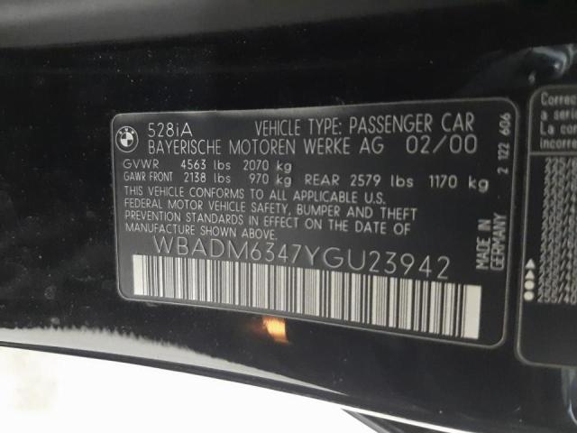 Photo 10 from auction – 2000 BMW 528 I AUTO with VIN WBADM6347YGU23942