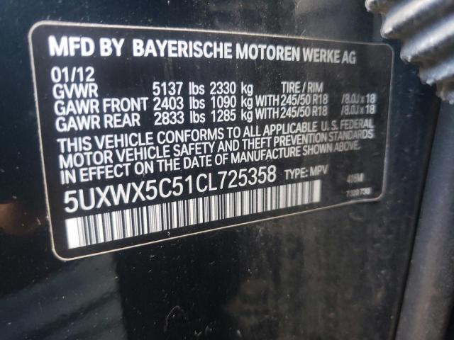 Photo 10 from auction – 2012 BMW X3 XDRIVE2 with VIN 5UXWX5C51CL725358