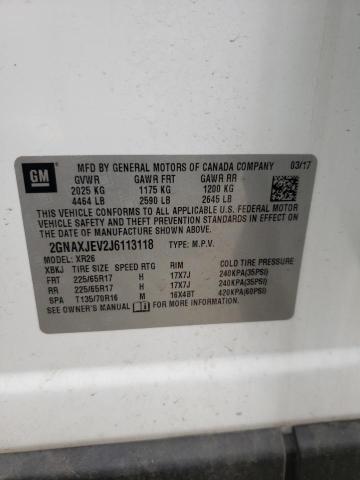 Photo 10 from auction – 2018 CHEVROLET EQUINOX LT with VIN 2GNAXJEV2J6113118