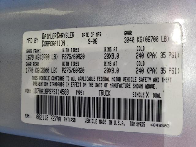 Photo 10 from auction – 2007 DODGE RAM 1500 S with VIN 1D7HA18P97S114588
