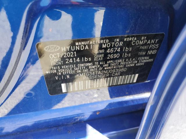 Photo 10 from auction – 2022 GENESIS G70 BASE with VIN KMTG34TA2NU093980