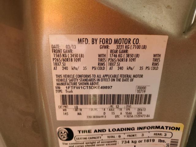 Photo 10 from auction – 2013 FORD F150 SUPER with VIN 1FTFW1CT5DKE49897