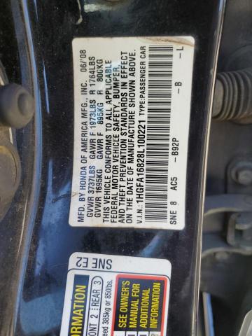 Photo 10 from auction – 2008 HONDA CIVIC EX with VIN 1HGFA16828L100221