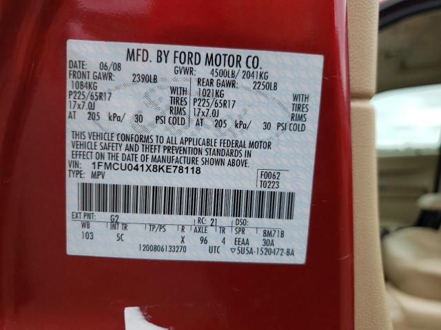 Photo 10 from auction – 2008 FORD ESCAPE LIM with VIN 1FMCU041X8KE78118