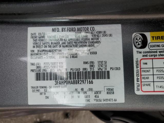 Photo 10 from auction – 2011 FORD FUSION SE with VIN 3FAHP0HA8BR297166