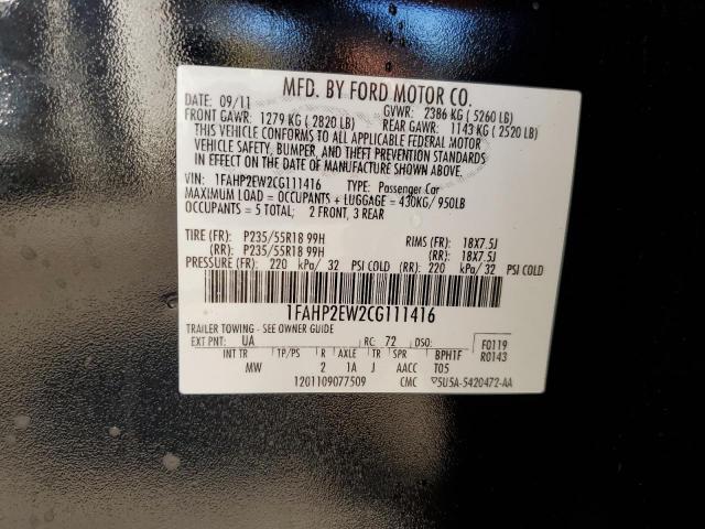Photo 10 from auction – 2012 FORD TAURUS SEL with VIN 1FAHP2EW2CG111416