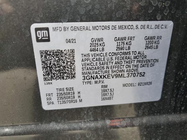 Photo 10 from auction – 2021 CHEVROLET EQUINOX LT with VIN 3GNAXKEV9ML370752