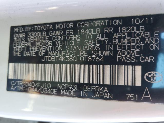 Photo 10 from auction – 2012 TOYOTA YARIS with VIN JTDBT4K38CL018764