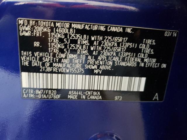 Photo 10 from auction – 2014 TOYOTA RAV4 LE with VIN 2T3BFREV0EW155375