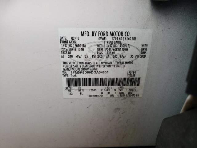 Photo 10 from auction – 2013 FORD EXPLORER X with VIN 1FM5K8D86DGA04805