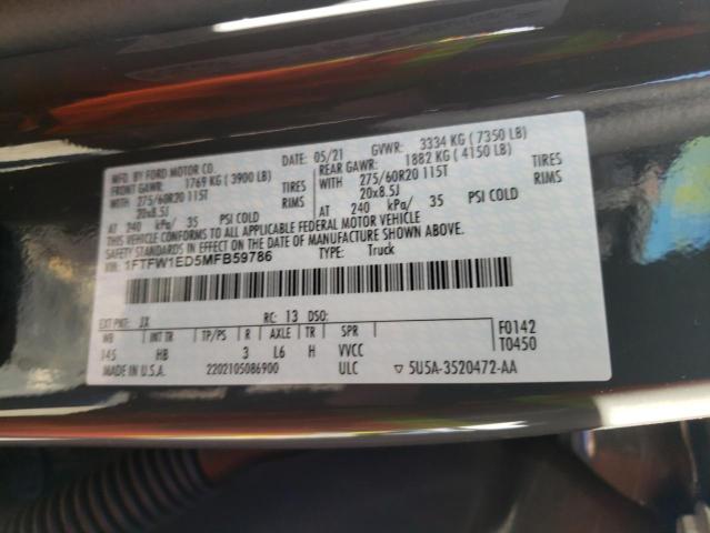 Photo 10 from auction – 2021 FORD F150 SUPER with VIN 1FTFW1ED5MFB59786