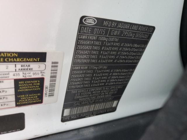 Foto 10 de la subasta – 2015 LAND ROVER RANGE ROVE con VIN SALWR2VF1FA612387