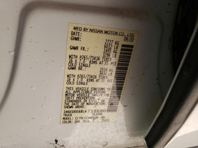 Photo 10 from auction – 2020 NISSAN FRONTIER S with VIN 1N6ED0EB8LN718680