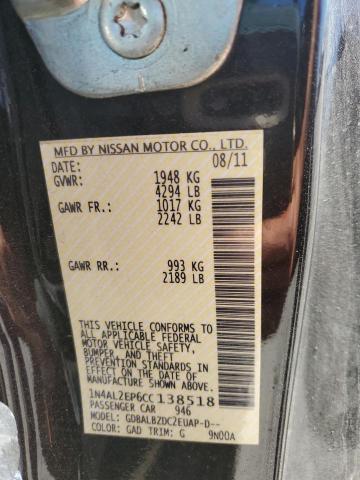 Photo 10 from auction – 2012 NISSAN ALTIMA S with VIN 1N4AL2EP6CC138518
