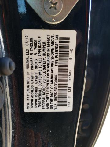 Photo 10 from auction – 2012 HONDA CIVIC LX with VIN 19XFB2F50CE368967