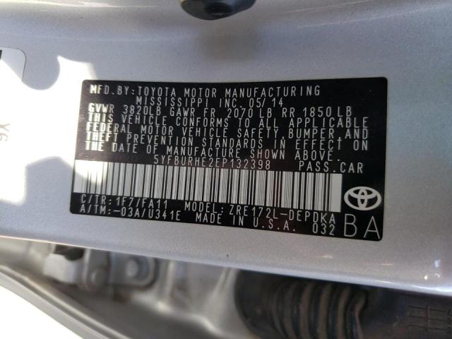 Photo 10 from auction – 2014 TOYOTA COROLLA L with VIN 5YFBURHE2EP132398