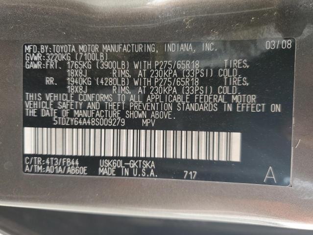 Photo 10 from auction – 2008 TOYOTA SEQUOIA SR with VIN 5TDZY64A48S009279