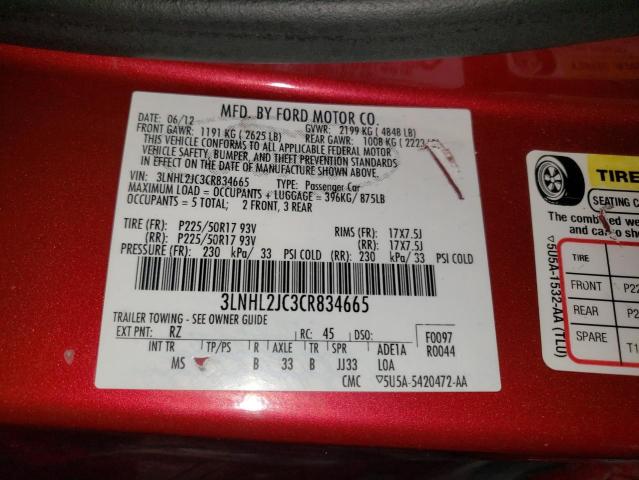 Photo 10 from auction – 2012 LINCOLN MKZ with VIN 3LNHL2JC3CR834665