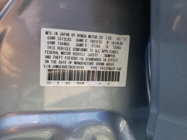 Photo 10 from auction – 2011 HONDA FIT with VIN JHMGE8H57BC019191