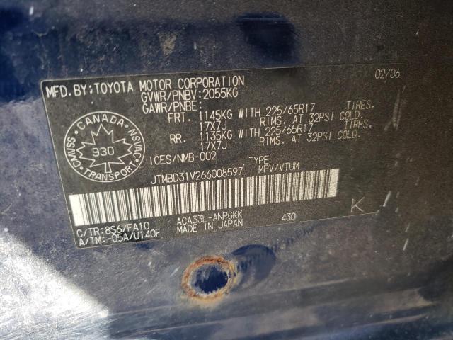Photo 10 from auction – 2006 TOYOTA RAV4 LIMIT with VIN JTMBD31V266008597