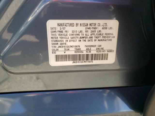 Photo 10 from auction – 2007 INFINITI G35 with VIN JNKBV61E67M715874