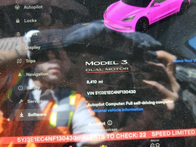 Photo 8 from auction – 2022 TESLA MODEL 3 with VIN 5YJ3E1EC4NF130430