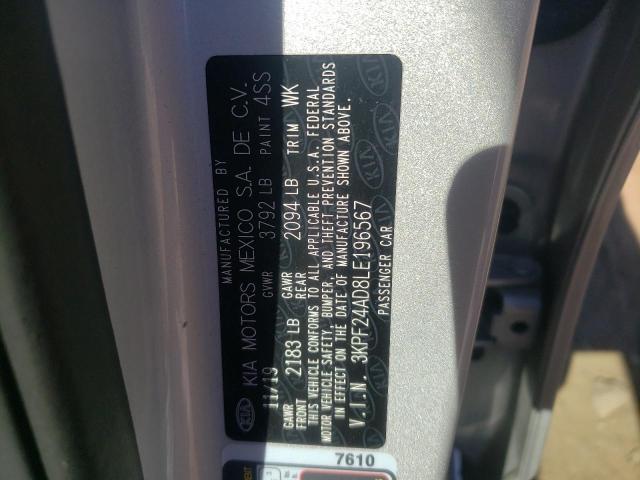 Photo 10 from auction – 2020 KIA FORTE FE with VIN 3KPF24AD8LE196567