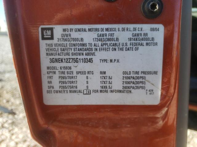Photo 10 from auction – 2005 CHEVROLET AVALANCHE with VIN 3GNEK12Z75G110345