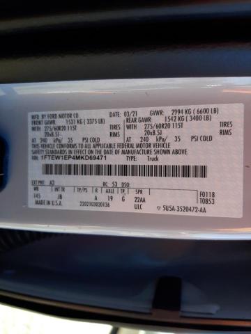 Photo 10 from auction – 2021 FORD F150 SUPER with VIN 1FTEW1EP4MKD69471