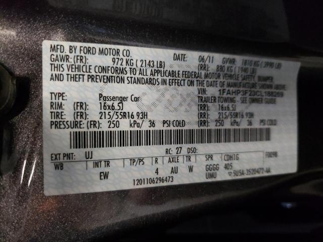 Photo 10 from auction – 2012 FORD FOCUS SE with VIN 1FAHP3F23CL188269