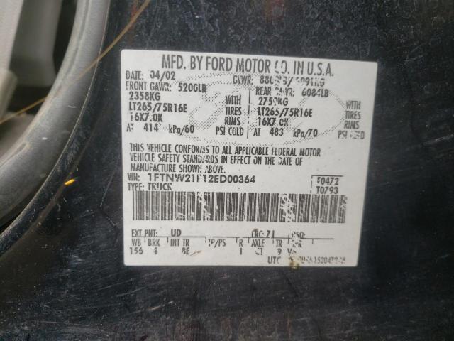 Photo 10 from auction – 2002 FORD F250 SUPER with VIN 1FTNW21F12ED00364
