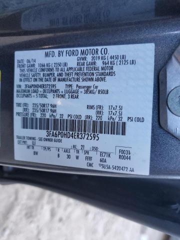 Photo 10 from auction – 2014 FORD FUSION SE with VIN 3FA6P0HD4ER372595