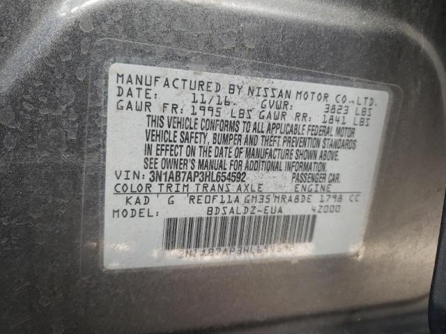 Photo 10 from auction – 2017 NISSAN SENTRA S with VIN 3N1AB7AP3HL654592