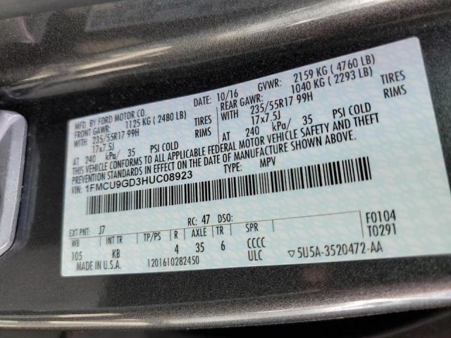 Photo 10 from auction – 2017 FORD ESCAPE SE with VIN 1FMCU9GD3HUC08923