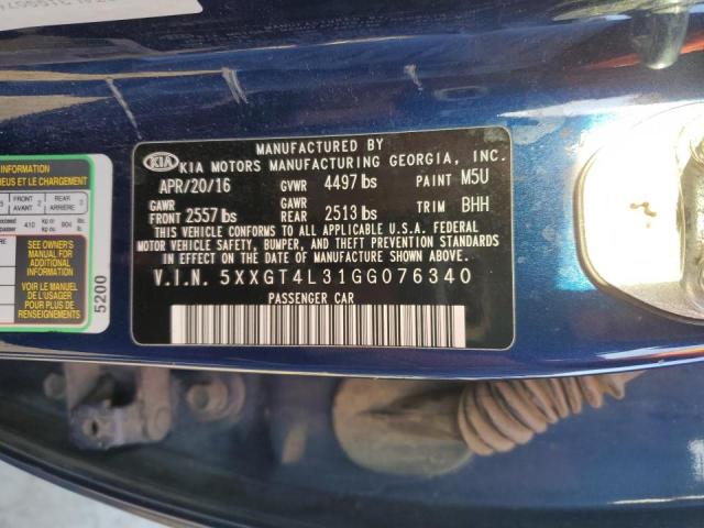 Photo 10 from auction – 2016 KIA OPTIMA LX with VIN 5XXGT4L31GG076340