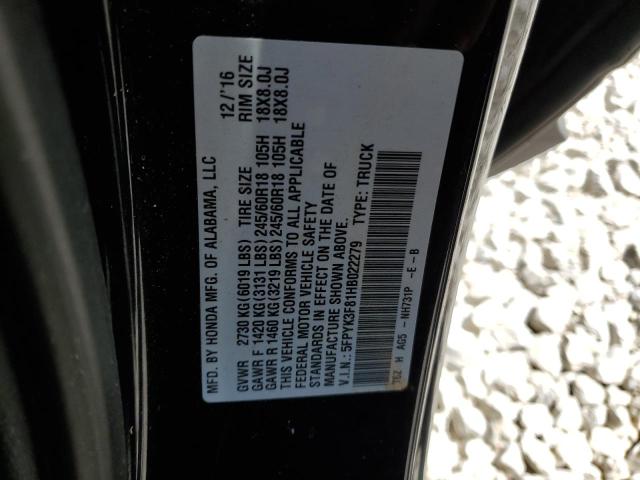 Photo 10 from auction – 2017 HONDA RIDGELINE with VIN 5FPYK3F81HB022279