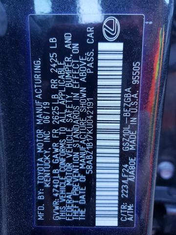 Photo 10 from auction – 2019 LEXUS ES 350 with VIN 58ABZ1B17KU042191