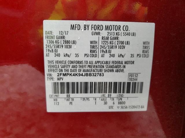 صورة رقم 10 من المزاد - 2018 FORD EDGE TITAN مع VIN 2FMPK4K94JBB32783