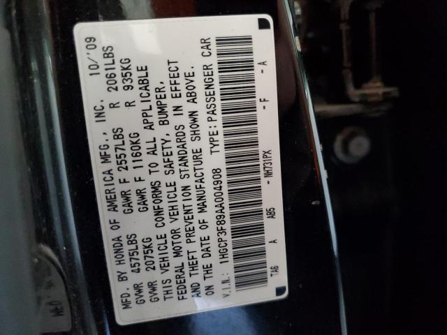 Photo 10 from auction – 2010 HONDA ACCORD EXL with VIN 1HGCP3F89AA004908