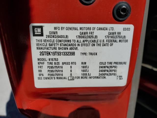 Photo 10 from auction – 2003 GMC NEW SIERRA with VIN 2GTEK19T931332398