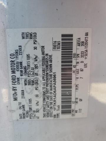 Photo 10 from auction – 2010 FORD RANGER with VIN 1FTKR1AD6APA56961