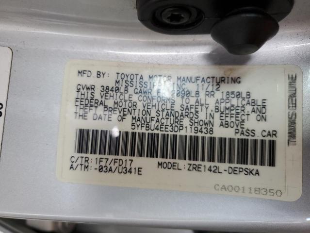 Photo 10 from auction – 2013 TOYOTA COROLLA BA with VIN 5YFBU4EE3DP119438