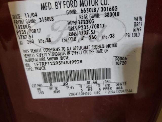 Foto 10 de la subasta – 2005 FORD F150 con VIN 1FTRF12295NA49928