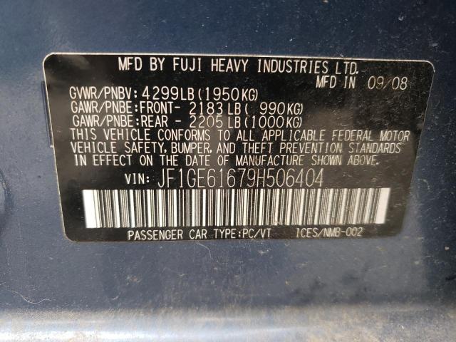 Photo 10 from auction – 2009 SUBARU IMPREZA 2. with VIN JF1GE61679H506404